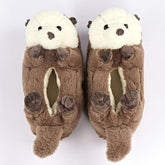 Plush Otter Slippers Unisex Rubber Sole Shoe (1 Pair) One-Size-Fits-Most Simple Exclusive